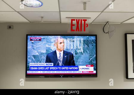 Le président des États-Unis d'Amérique, Barack Obama, a prononcé les derniers discours devant les Nations Unies à New York. Banque D'Images