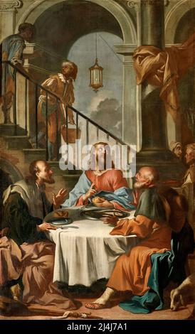 Cena in Emmaus - olio su tela - Antonio Paglia - 1730 - Torbiato (BS) chiesa parrocchiale dei SS.Faustino e Giovita Banque D'Images