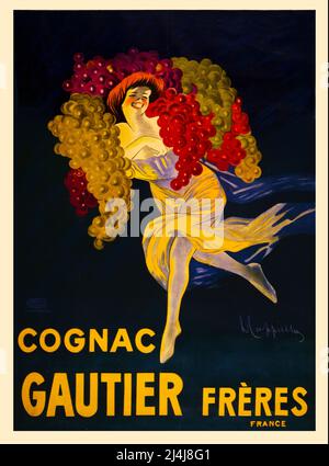 Une affiche publicitaire française du début du 20th siècle montrant une affiche montrant une femme portant d'énormes grappes de raisin sur ses épaules. L'artiste est Leonetto Cappiello, (1875-1942) Banque D'Images