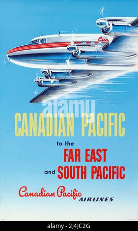 Affiche de voyage vintage 1950s pour canadien Pacifique - vers l'extrême-Orient et le Pacifique Sud Banque D'Images