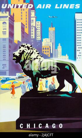 Affiche de voyage vintage - Chicago - 1957 par Joseph Binder Banque D'Images