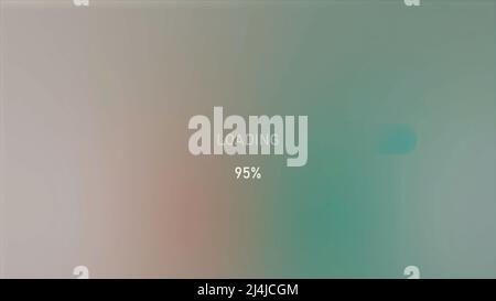 Animation de la barre de progression de ligne avec compteur de pourcentage sur fond rose et bleu dégradé. Mouvement. Processus de téléchargement. Banque D'Images