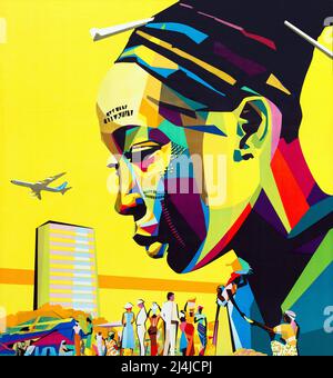 Gaston van den Eynde Original Vintage Travel Poster Africa Sabena Airlines Banque D'Images