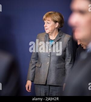 Bruxelles, Belgique. 12th févr. 2015. Angela Merkel, chancelière de la République fédérale d'Allemagne, lors du sommet informel de l'UE à Bruxelles. La chancelière allemande Angela Merkel (image d'archives) (photo de Mikhail Palinchak/SOPA Images/Sipa USA) crédit: SIPA USA/Alay Live News Banque D'Images