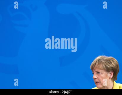 Berlin, Allemagne. 16th mars 2015. Angela Merkel, chancelière de la République fédérale d'Allemagne, lors d'un exposé conjoint avec le président de l'Ukraine Petro Porochenko à Berlin. (Credit image: © Mykhaylo Palinchak/SOPA Images via ZUMA Press Wire) Banque D'Images
