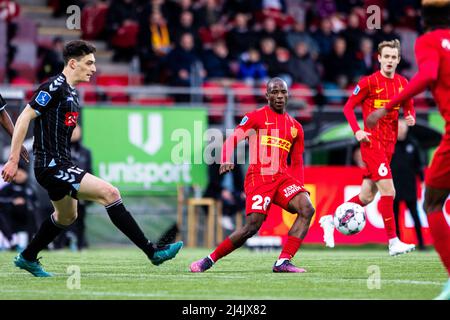 Farum, Danemark. 15th, avril 2022. Lasso Coulibaly (28) du FC Nordsjaelland vu pendant le match Superliga de 3F entre le FC Nordsjaelland et Soenderjyske à droite de Dream Park à Farum. (Crédit photo: Gonzales photo - Dejan Obretkovic). Banque D'Images