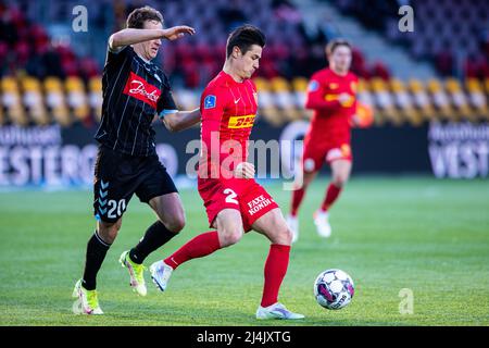 Farum, Danemark. 15th, avril 2022. Oliver Villadsen (23) du FC Nordsjaelland vu pendant le match Superliga de 3F entre le FC Nordsjaelland et Soenderjyske à droite de Dream Park à Farum. (Crédit photo: Gonzales photo - Dejan Obretkovic). Banque D'Images