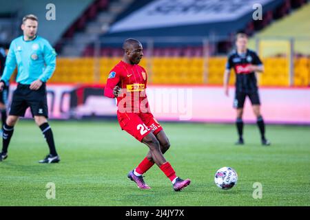 Farum, Danemark. 15th, avril 2022. Lasso Coulibaly (28) du FC Nordsjaelland vu pendant le match Superliga de 3F entre le FC Nordsjaelland et Soenderjyske à droite de Dream Park à Farum. (Crédit photo: Gonzales photo - Dejan Obretkovic). Banque D'Images