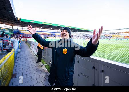 Farum, Danemark. 15th avril 2022. Farum, Danemark. 15th, avril 2. L'entraîneur-chef Flemming Pedersen du FC Nordsjaelland vu après le match Superliga de 3F entre le FC Nordsjaelland et Soenderjyske à droite de Dream Park à Farum. (Crédit photo : Gonzales photo/Alamy Live News Banque D'Images