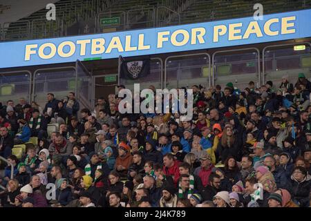 Anti-guerre jeu amical Lechia Gdańsk vs Shakhtar Donetsk à Gdansk, Pologne, février 14th 2022 © Wojciech Strozyk / Alamy stock photo Banque D'Images