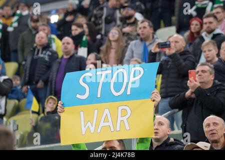 Anti-guerre jeu amical Lechia Gdańsk vs Shakhtar Donetsk à Gdansk, Pologne, février 14th 2022 © Wojciech Strozyk / Alamy stock photo Banque D'Images