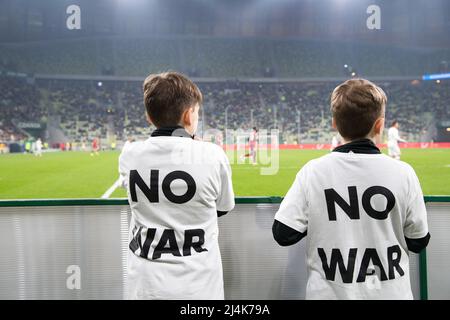 Anti-guerre jeu amical Lechia Gdańsk vs Shakhtar Donetsk à Gdansk, Pologne, février 14th 2022 © Wojciech Strozyk / Alamy stock photo Banque D'Images