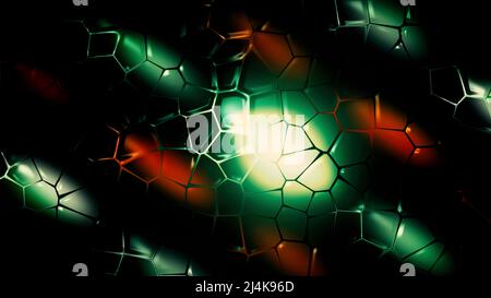 Chloroplaste sous microscope, division cellulaire. Mouvement. Visualisation abstraite d'une structure cellulaire, gros plan de la surface foliaire montrant les cellules végétales sous Banque D'Images