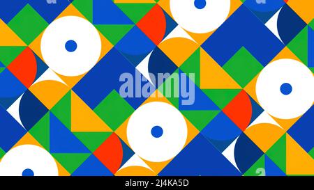 Abstraction bleue. Mouvement. Différentes formes géométriques changeant de couleur et de position en alternance. Banque D'Images