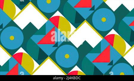 Abstraction bleue. Mouvement. Différentes formes géométriques changeant de couleur et de position en alternance. Banque D'Images