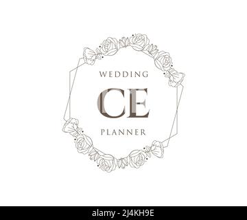 Ce initiales lettre mariage monogramme collection de logos, dessin à la main moderne minimaliste et modèles floraux pour cartes d'invitation, Save the Date, élégant Illustration de Vecteur