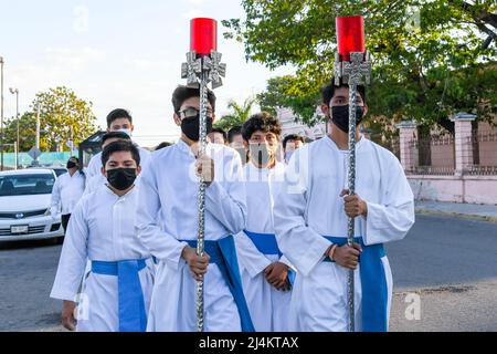 Procession de Pâques, Merida, Yucatan, Mexique Banque D'Images