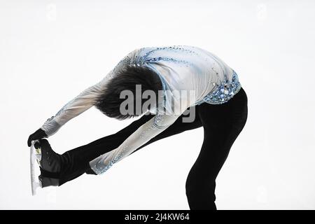 Tallinn, Estonie. 16th avril 2022. Tatsuya TSUBOI (JPN), pendant la pratique masculine, aux Championnats du monde juniors de patinage artistique 2022 de l'UIP, à la patinoire de Tondiaraba, le 16 avril 2022 à Tallinn, Estonie. (Photo de Raniero Corbelletti/AFLO) Banque D'Images