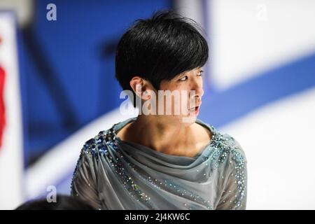 Tallinn, Estonie. 16th avril 2022. Tatsuya TSUBOI (JPN), pendant la pratique masculine, aux Championnats du monde juniors de patinage artistique 2022 de l'UIP, à la patinoire de Tondiaraba, le 16 avril 2022 à Tallinn, Estonie. (Photo de Raniero Corbelletti/AFLO) Banque D'Images