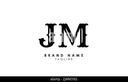 Lettres de l'alphabet initiales Monogram logo jm, mj, j et M. Illustration de Vecteur