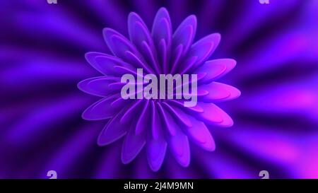 Forme lilas extraterrestre d'une fleur aux pétales changeants, boucle sans couture. Mouvement. Fleur extraterrestre symétrique fleur fleur fleur. Banque D'Images
