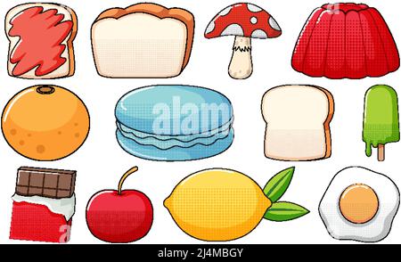 Ensemble de dessins animés de style vintage sur fond blanc Illustration de Vecteur