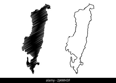 Île de Tablas (Asie, République des Philippines, Romblon Group of Islands or Archipel) carte illustration vectorielle, scribble croquis carte de Tablas Illustration de Vecteur