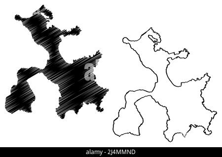 Illustration vectorielle de la carte de l'île de Stronsay (Royaume-Uni de Grande-Bretagne et d'Irlande du Nord, Écosse, Orkney), croquis de griffonnage carte de l'île de Stronsay Illustration de Vecteur