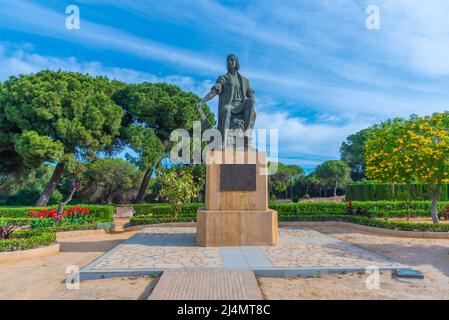 La Rabida, Espagne, 21 mai 2021 : statue de Christophe Colomb à la Rabida, Espagne Banque D'Images