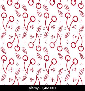 Motif de répétition de cerise douce.Texture sans couture avec baies sauvages.Motifs d'été avec des ingrédients alimentaires frais et sains Illustration de Vecteur