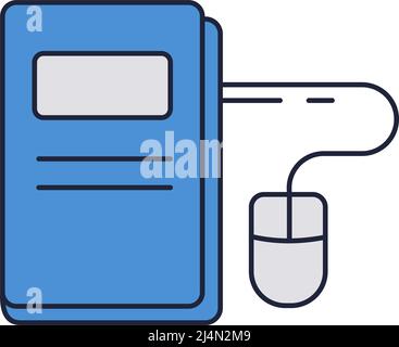 Livre avec l'icône de la souris formation en ligne eLearning Illustration de Vecteur