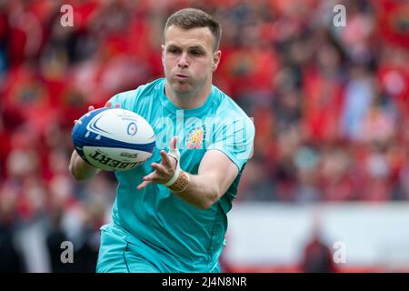 Limerick, Irlande. 17th avril 2022. Joe Simmonds d'Exeter lors de la Heineken Champions Cup, Round de 16, match de 2nd jambes entre Munster Rugby et Exeter Chiefs au parc Thomond de Limerick, Irlande, le 16 avril 2022 (photo par Andrew SURMA/ Credit: SIPA USA/Alay Live News Banque D'Images