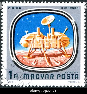 HONGRIE - VERS 1976: Timbre-poste imprimé en Hongrie, représenté Viking sur Mars, vers 1976 Banque D'Images