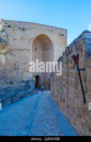 Porte menant à la Fortaleza de la Mota à Alcala la Real ville en Espagne Banque D'Images