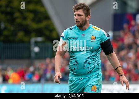 Limerick, Irlande. 17th avril 2022. Alec Hepburn d'Exeter lors de la Heineken Champions Cup, Round de 16, match de 2nd jambes entre Munster Rugby et Exeter Chiefs au parc Thomond de Limerick, Irlande, le 16 avril 2022 (photo par Andrew SURMA/ Credit: SIPA USA/Alay Live News Banque D'Images