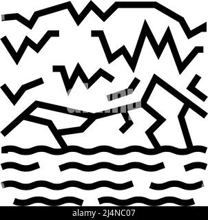 illustration vectorielle de l'icône de la ligne souterraine de la rivière Illustration de Vecteur