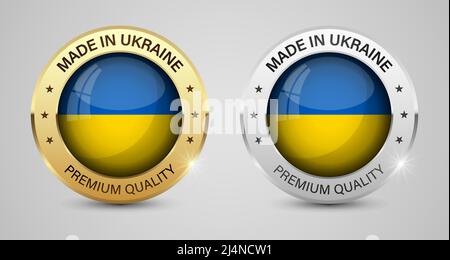 Ensemble de motifs et d'étiquettes fabriqués en Ukraine. Certains éléments d'impact pour l'utilisation que vous voulez en faire. Illustration de Vecteur