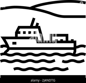 illustration vectorielle d'icône de ligne de rivière navigable Illustration de Vecteur