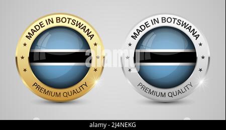 Jeu de logos et d'étiquettes fabriqués au Botswana. Certains éléments d'impact pour l'utilisation que vous voulez en faire. Illustration de Vecteur