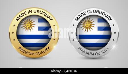 Jeu de graphiques et d'étiquettes fabriqués en Uruguay. Certains éléments d'impact pour l'utilisation que vous voulez en faire. Illustration de Vecteur