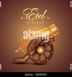 EID Mubarak salutation avec tir à l'arc doré. Vecteur illustration design Illustration de Vecteur