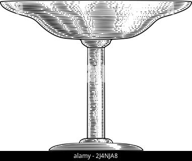 Coupe de calice à glaçon coupe de goblet Woodcut Vintage icône Illustration de Vecteur