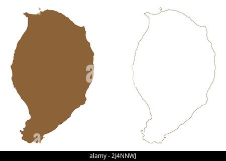 Île de Corvo (Archipel des Açores, Portugal, République portugaise) carte illustration vectorielle, schéma de gribouillage carte d'Ilha do Corvo Illustration de Vecteur