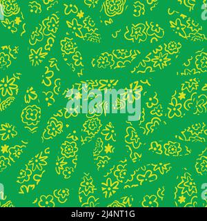 feuilles et fleurs vert sans couture motif vectoriel Illustration de Vecteur