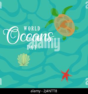 Affiche de la journée mondiale des océans Illustration de Vecteur