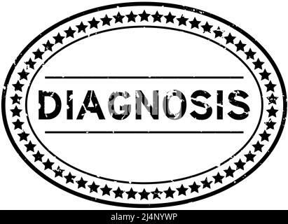 Grunge le mot de diagnostic noir joint ovale en caoutchouc sur fond blanc Illustration de Vecteur