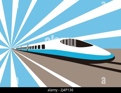 Bullet train grande vitesse qui sort, une télévision moderne design, illustration vectorielle Illustration de Vecteur