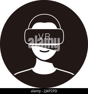 Beauté fille portant des lunettes de réalité virtuelle. Vue de face, jeux, illustration vectorielle Illustration de Vecteur