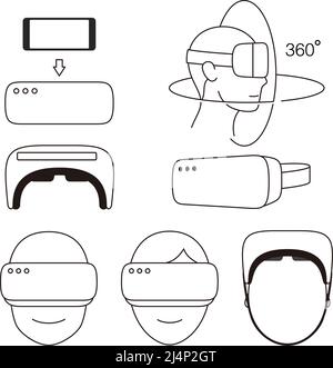 Jeu d'icônes de lunettes de réalité virtuelle. Illustration vectorielle Illustration de Vecteur