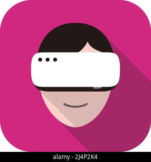 Beauté fille portant des lunettes de réalité virtuelle. Vue de face, jeux, illustration vectorielle Illustration de Vecteur